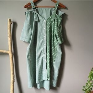 Open Cold Shoulder Asymmetrical Shirt Dress